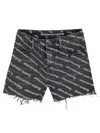 Alexander Wang T Bite Logo Print Denim Shorts In Denim