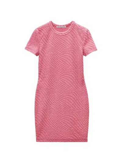 Alexander Wang Short-sleeve Logo-embossed Dress In Pink