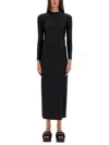 Alexander Wang T T By Alexander Wang Long Dress With Logo In Black