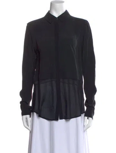 Pre-owned Alexander Wang T Long Sleeve Button-up Top In Black