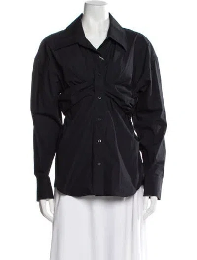 Pre-owned Alexander Wang Long Sleeve Button-up Top In Black