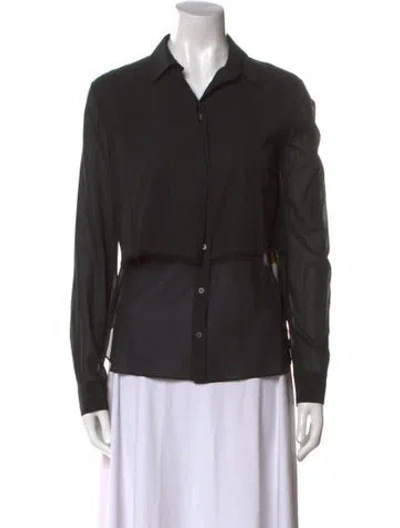 Pre-owned Alexander Wang Long Sleeve Button-up Top In Black