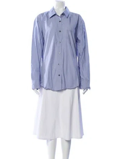 Pre-owned Alexander Wang Long Sleeve Button-up Top In Blue