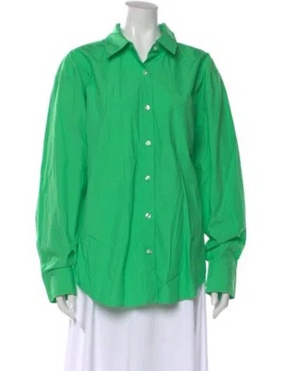 Pre-owned Alexander Wang Long Sleeve Button-up Top In Green