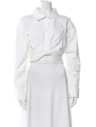 Pre-owned Alexander Wang Long Sleeve Button-up Top In White