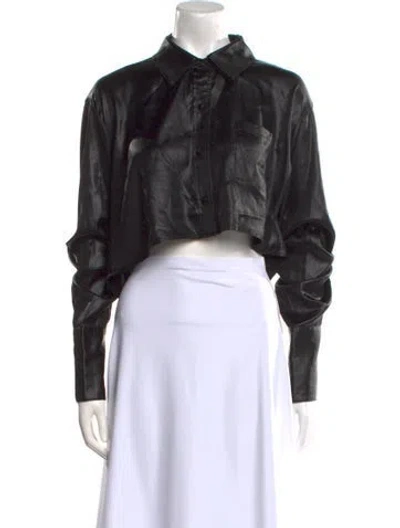 Pre-owned Alexander Wang Long Sleeve Crop Top In Black