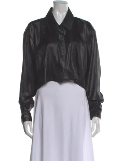 Pre-owned Alexander Wang Long Sleeve Crop Top In Gray