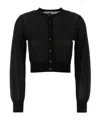 Alexander Wang T T By Alexander Wang Logo Patch Cropped Knit Cardigan In Black