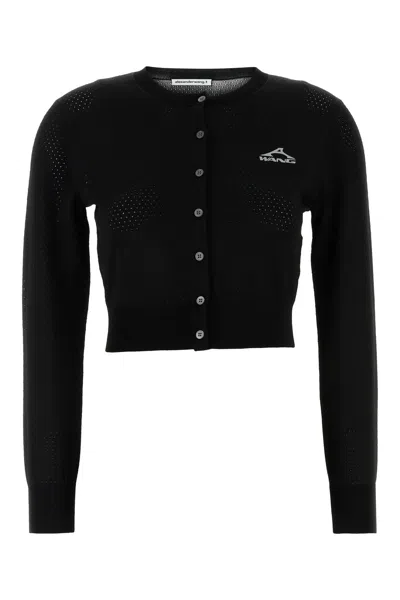 ALEXANDER WANG T T BY ALEXANDER WANG BLACK STRETCH VISCOSE BLEND CARDIGAN