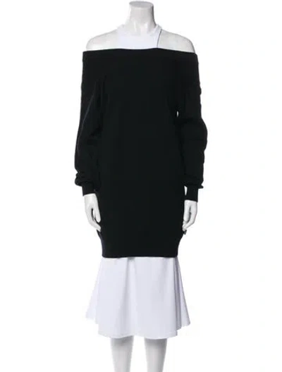 Pre-owned Alexander Wang Merino Wool Off-the-shoulder Sweater In Black