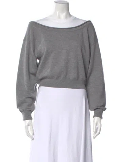 Pre-owned Alexander Wang Merino Wool Scoop Neck Sweater In Gray