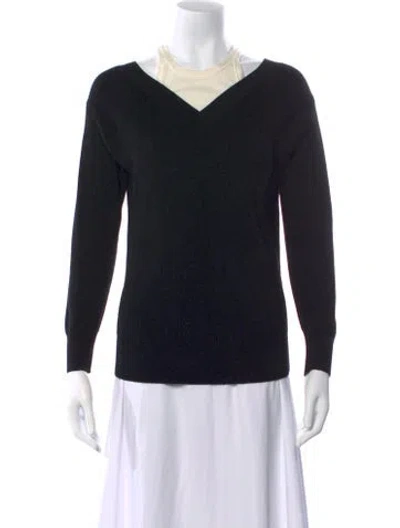 Pre-owned Alexander Wang T Merino Wool V-neck Sweater In Black