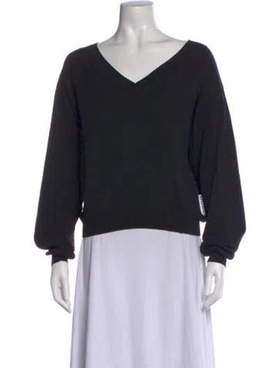 Pre-owned Alexander Wang Merino Wool V-neck Sweater In Black