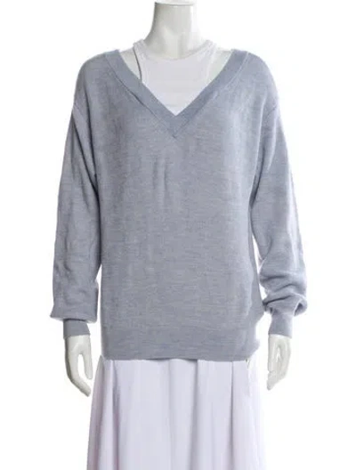 Pre-owned Alexander Wang T Merino Wool V-neck Sweater In Blue