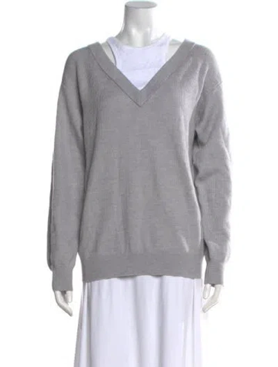 Pre-owned Alexander Wang T Merino Wool V-neck Sweater In Gray