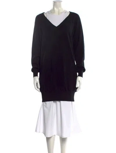 Pre-owned Alexander Wang T Merino Wool V-neck Tunic In Black