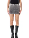 Alexander Wang T T By Alexander Wang Washed Grey Mid-rise Mini Skort With Embossed Logo In Gray