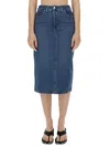 Alexander Wang T T By Alexander Wang Midi Skirt In Denim