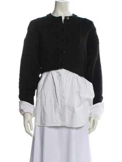 Pre-owned Alexander Wang Mock Neck Long Sleeve Button-up Top In Black