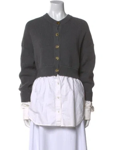 Pre-owned Alexander Wang Mock Neck Long Sleeve Button-up Top In Gray