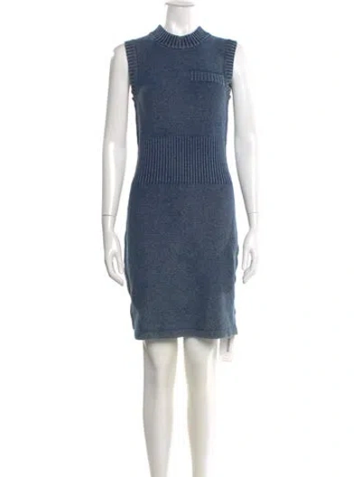 Pre-owned Alexander Wang Mock Neck Mini Dress In Blue