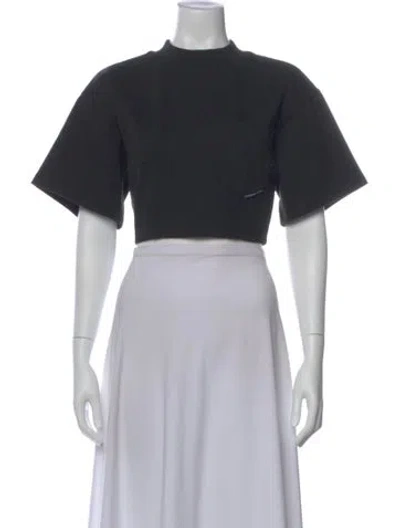 Pre-owned Alexander Wang Mock Neck Short Sleeve Crop Top In Black