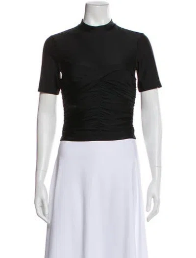 Pre-owned Alexander Wang Mock Neck Short Sleeve Top In Black