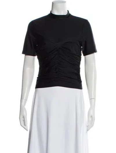 Pre-owned Alexander Wang Mock Neck Short Sleeve Top In Black