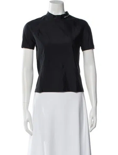 Pre-owned Alexander Wang Mock Neck Short Sleeve Top W/ Tags In Black