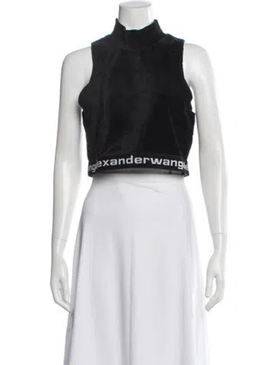 Pre-owned Alexander Wang Mock Neck Sleeveless Crop Top In Black