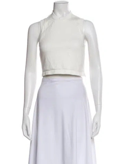 Pre-owned Alexander Wang Mock Neck Sleeveless Crop Top In White