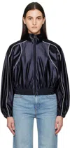 Alexander Wang T Navy Deconstructed Track Jacket In Navy Grey
