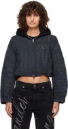 Alexander Wang T Navy Padded Zip-up Hooded Jacket In 421b Washed Navy