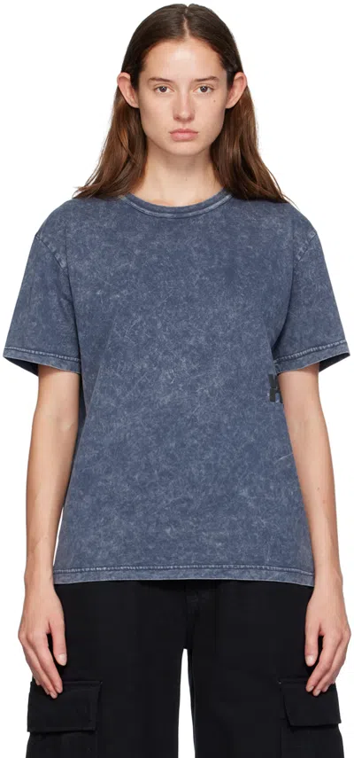 Alexander Wang T Navy Puff Logo T-shirt In Acid Black Ice 424a