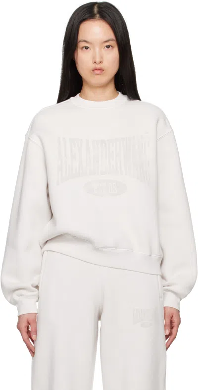 ALEXANDER WANG T OFF-WHITE DISTRESSED LOGO SWEATSHIRT