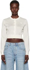 Alexander Wang T Off-white Logo-embroidered Cropped Cardigan In Soft White