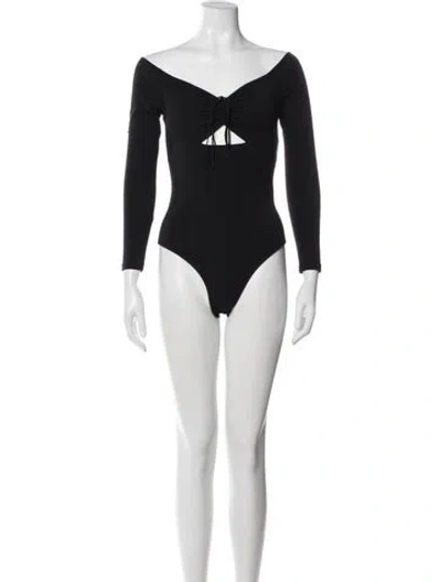 Pre-owned Alexander Wang Off-the-shoulder Long Sleeve Bodysuit In Black