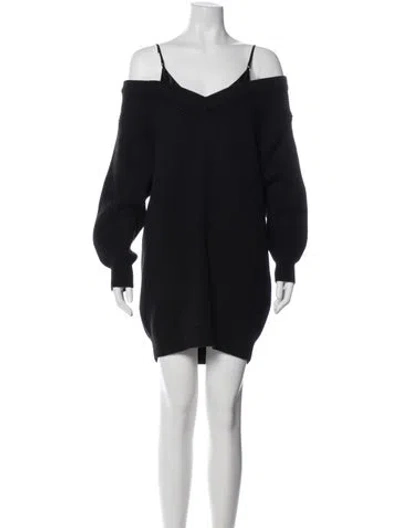 Pre-owned Alexander Wang Off-the-shoulder Mini Dress In Black