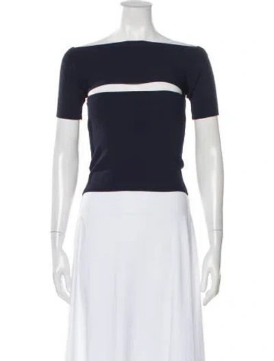 Pre-owned Alexander Wang Off-the-shoulder Short Sleeve Crop Top In Blue