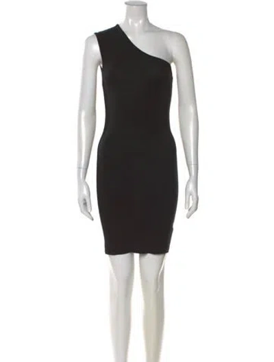 Pre-owned Alexander Wang T One-shoulder Mini Dress In Black