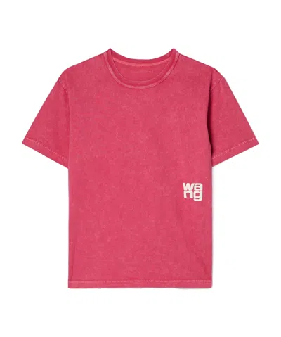 Alexander Wang T Open-necked Black Shirt In Red