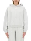 Alexander Wang T T By Alexander Wang Oversized Grey Hoodie With Subtle Logo