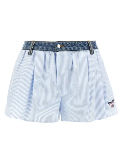 ALEXANDER WANG T OXFORD STRIPED COTTON BOXER SHORTS WITH PLEATS