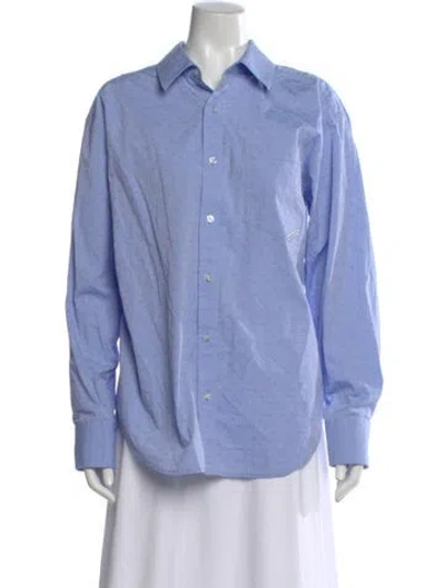 Pre-owned Alexander Wang Patterned Long Sleeve Button-up Top In Blue