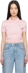 Alexander Wang T T By Alexander Wang 3d Logo Mesh Cropped Polo Shirt In Light Pink