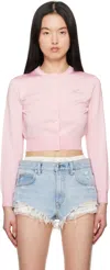 Alexander Wang T Pink Cropped Athletic Mesh Cardigan In Light Pink