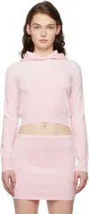 Alexander Wang T Pink Cropped Long Sleeve Hoodie In 680 Light Pink