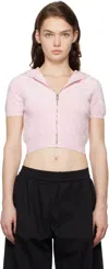 Alexander Wang T Pink Cropped Zip-up Hoodie In 680 Light Pink