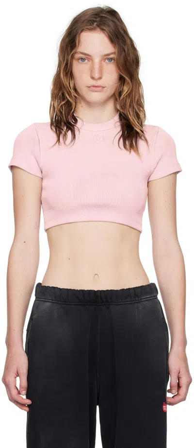 Alexander Wang T Pink Embossed Logo T-shirt In 688a Washed Pink Lac