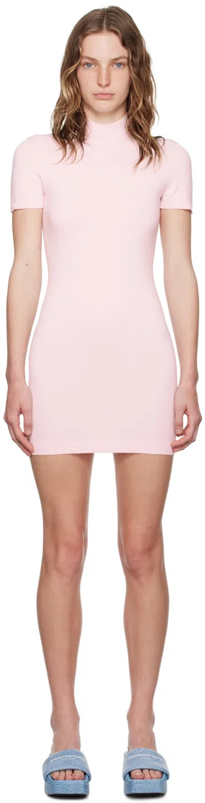 Alexander Wang T Pink Logo-embossed Minidress In Ballerina Pink 684a